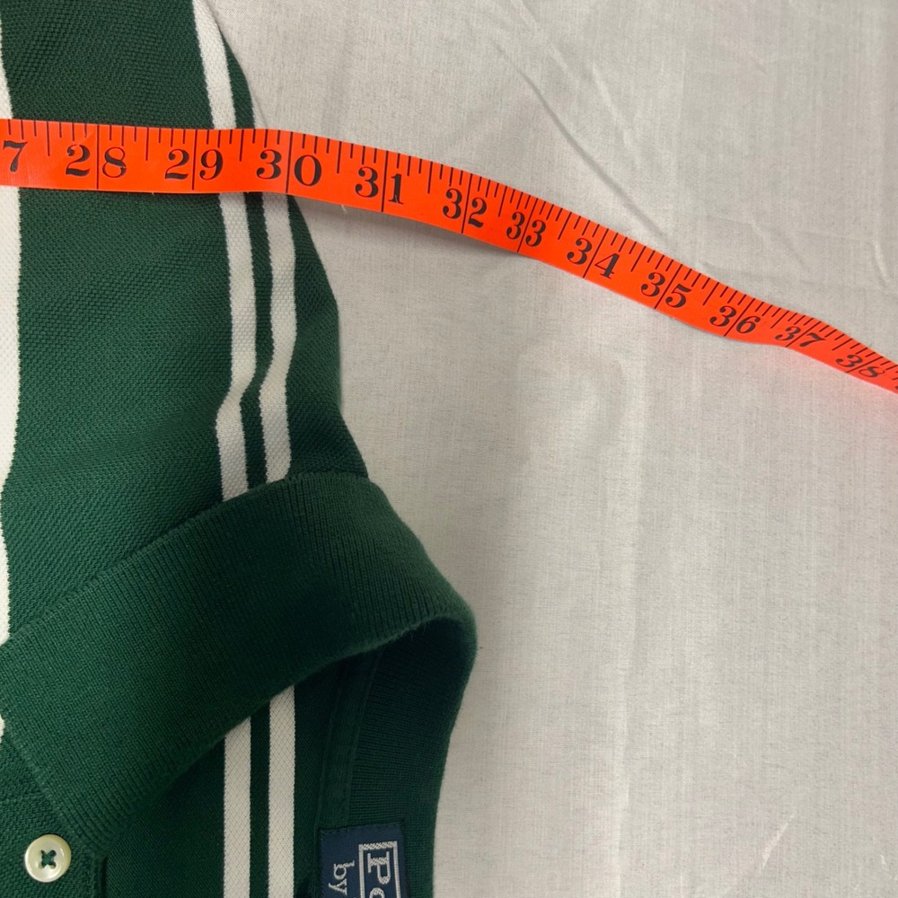 Polo Ralph Lauren Mens XL Green White Striped Short Sleeve Pique Polo Shirt - Picture 5 of 6